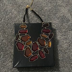 Joan Rivers Statement Necklace with Red and Amber Stones